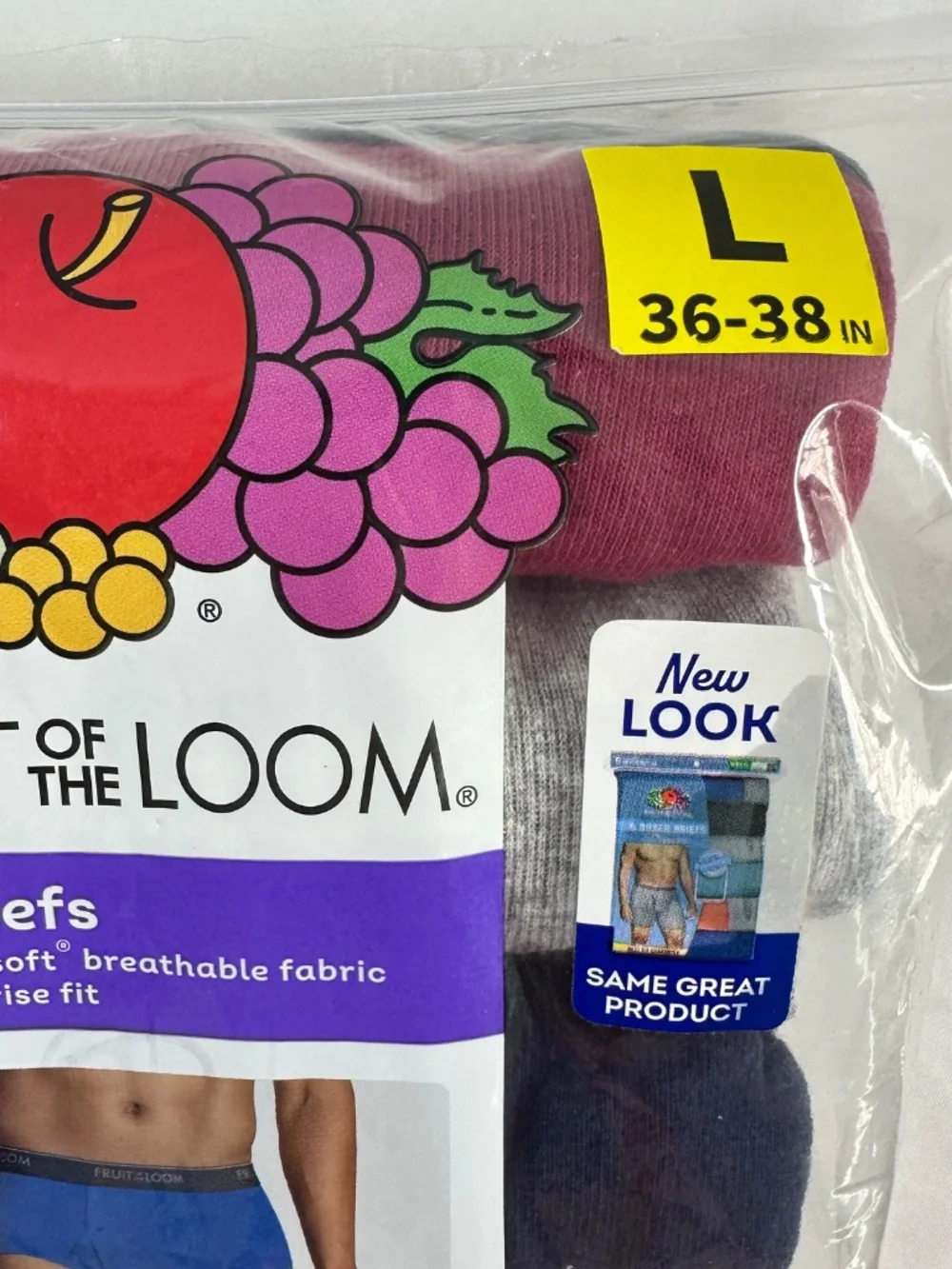 Fruit of The Loom-Mid Rise Fit-Men's Briefs-Size Large 36-38-ONLY 5 Briefs-NWT